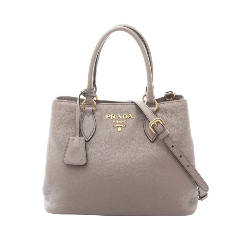 Prada Vitello Daino Handbag Leather Beige Cream